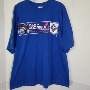 Dynasty Men's Vintage 2001 Alex Rodriguez Texas Rangers #3 T Shirt Size XXL Blue